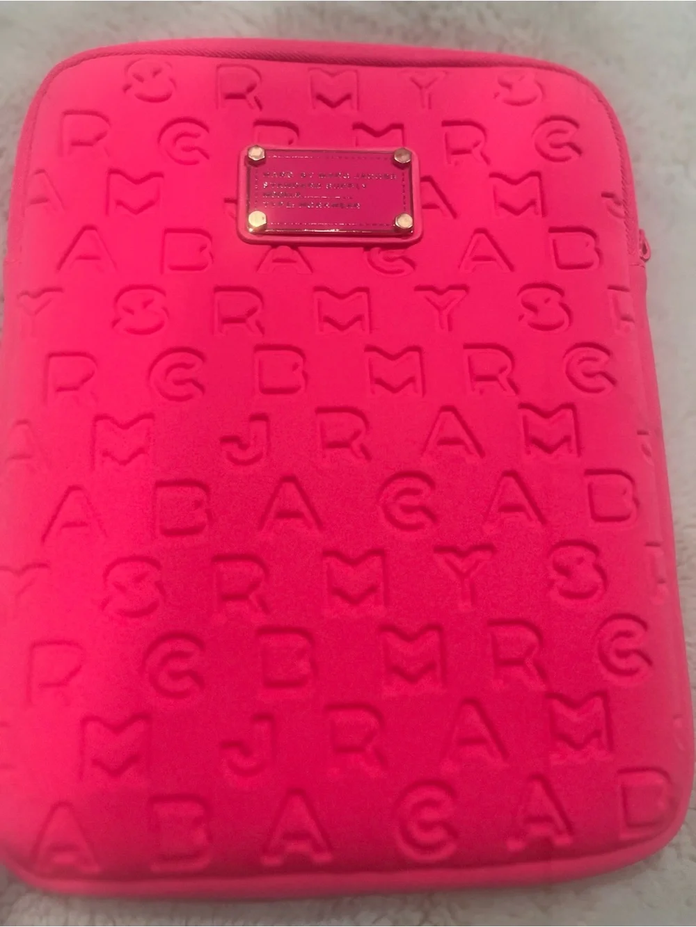 Marc Jacobs Neon Pink Embossed Tablet Pouch